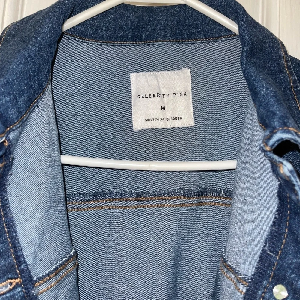 Celebrity Pink Denim Puff Sleeve Jumpsuit - Picture 5 of 9